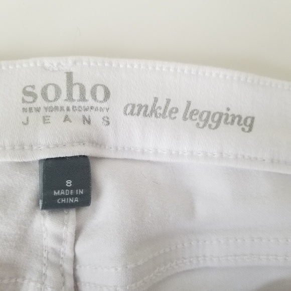 New York & Co. Soho Jeans White Ankle Leggings, Size 8 - Picture 3 of 10